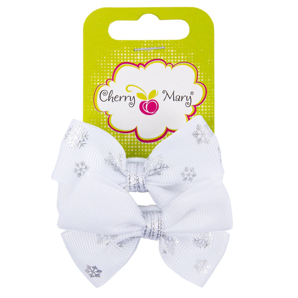 Набор резинок для волос, 10 шт, №01 белый-снежинки, Cherry Mary DR07038