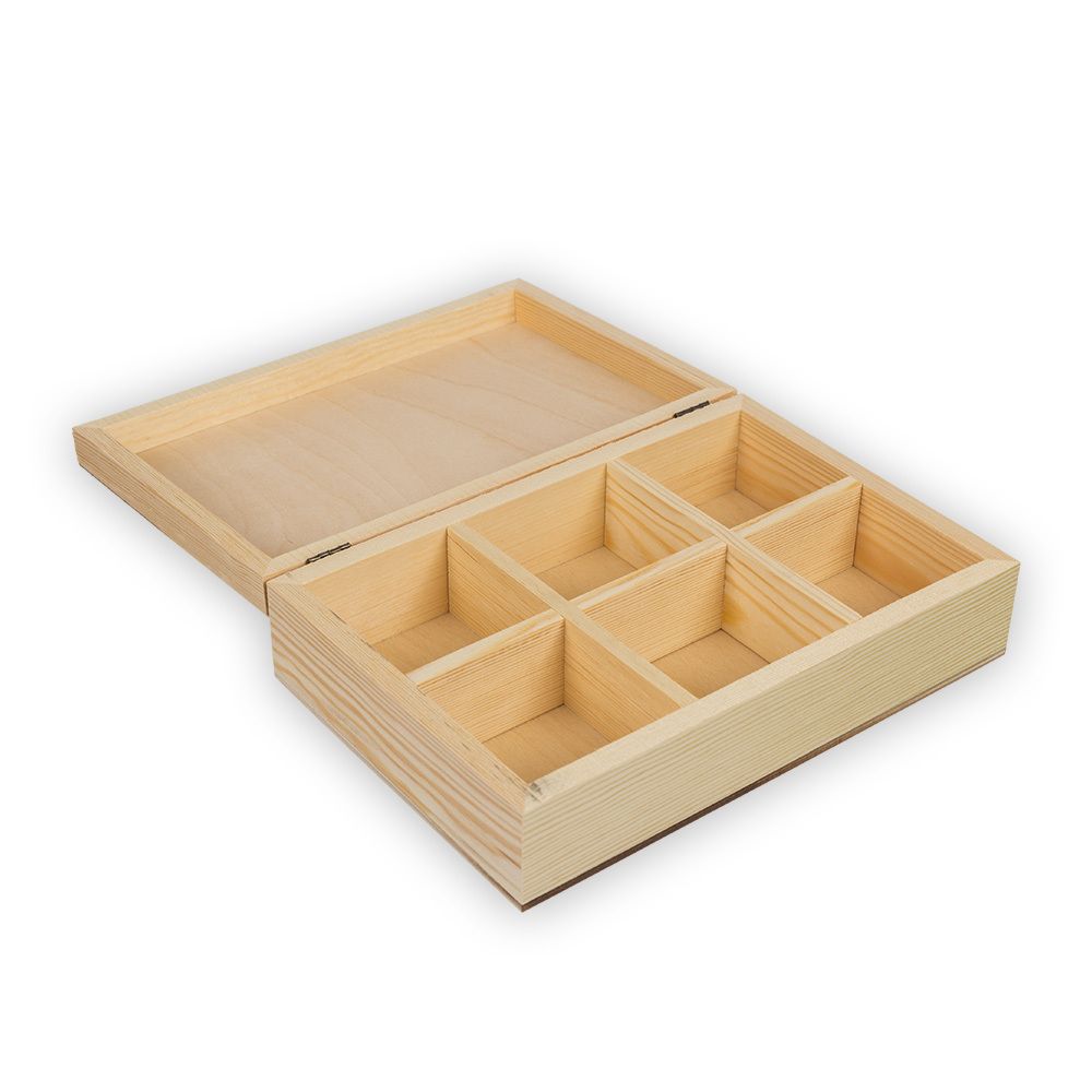 Заготовка деревянная Шкатулка с 6 ячейками, сосна, 16х24х6 см, ВД-485 Mr.Carving