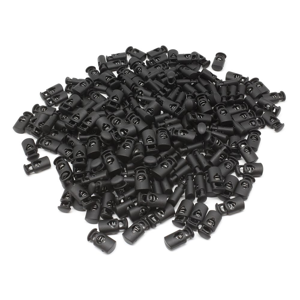 Фиксатор (зажим) для шнура пластик 1 отв., ⌀5.5 мм, 20х10 мм, цилиндр, черный, 200 шт