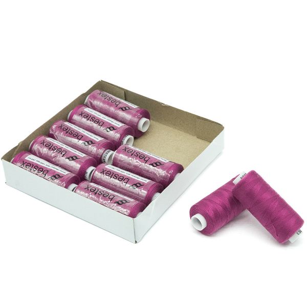 Нитки швейные бытовые Bestex 40/2, 365 м (400 ярд) / 10 кат., 063 маджента