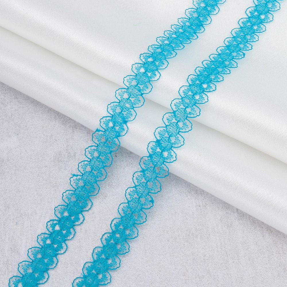 Кружево капроновое 15 мм, / 13.72 метра, ажурное, 15 ярко-синий