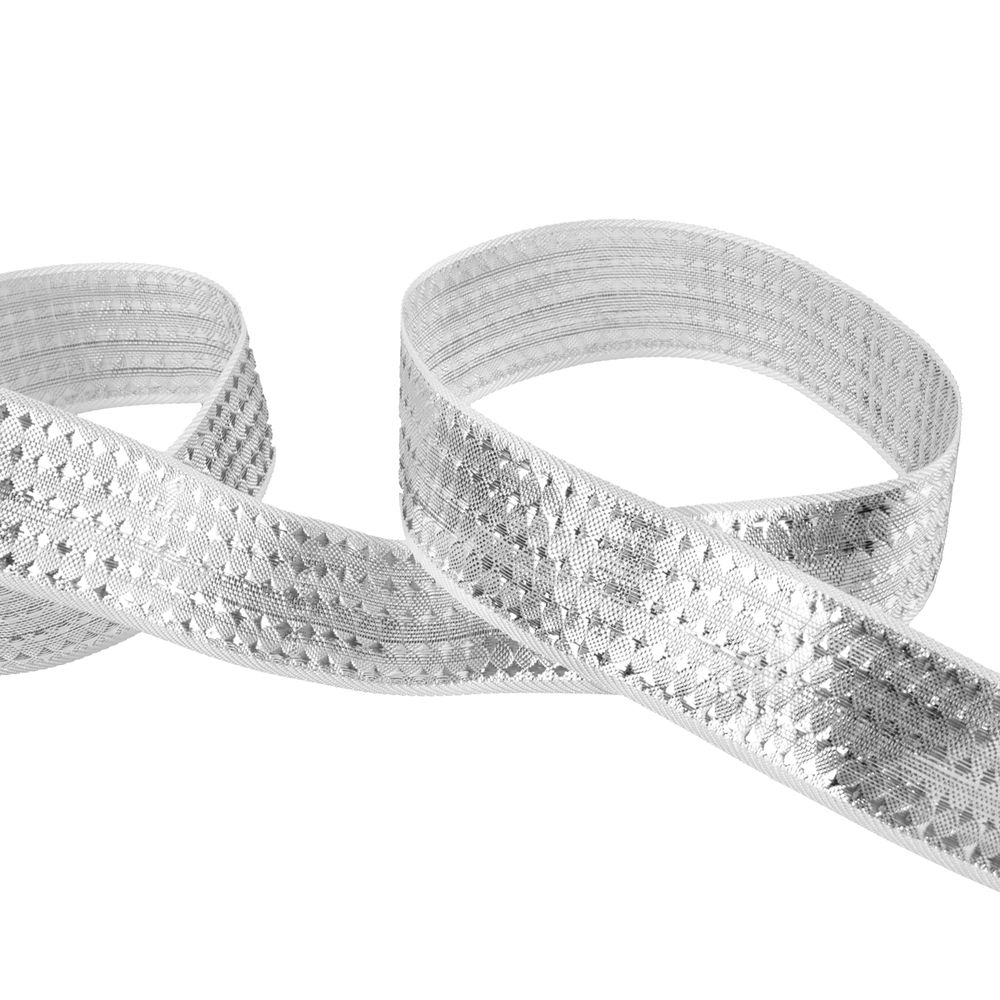 Лента металлизированная Стрела 25±2 мм / 25±0.5 метров, под серебро /silver, Blitz