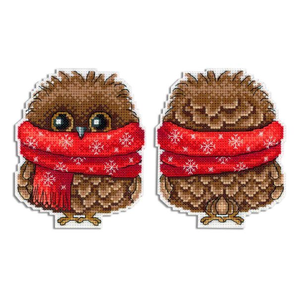 Набор для вышивания нитками МП Студия, Зимний совенок 12х9см
