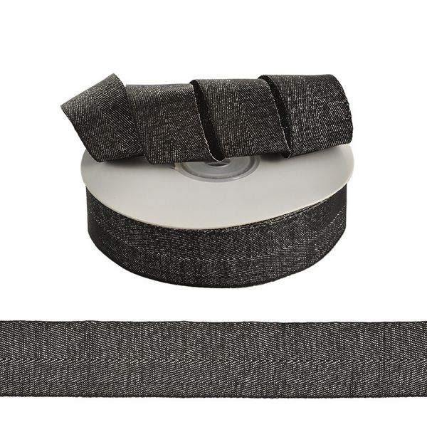 Тесьма (лента) киперная п/э металлизированная 25 мм / 22.85 метра, полиэстер T29 цв.черный