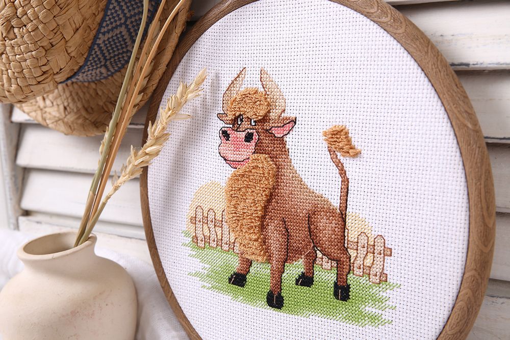 Набор для вышивания нитками Klart, Первый парень на деревне, 15,5х14,5 см