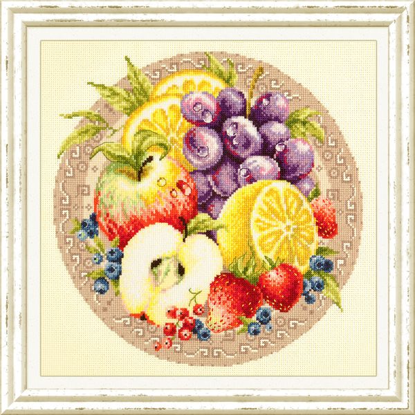 Набор для вышивания нитками Чудесная игла, Фруктовый коктейль 27х27 см