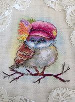 Набор для вышивания нитками МП Студия (Жар-птица), Стильный воробей, 15х13 см