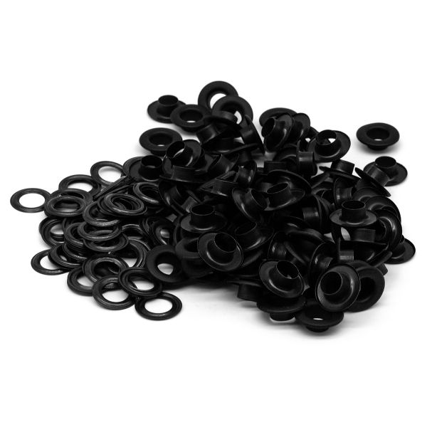 Люверсы металл ⌀_9.2 мм (внутр.), №24, h6.32 мм (внутр.), цв. черная резина, New Star, ≈100 шт