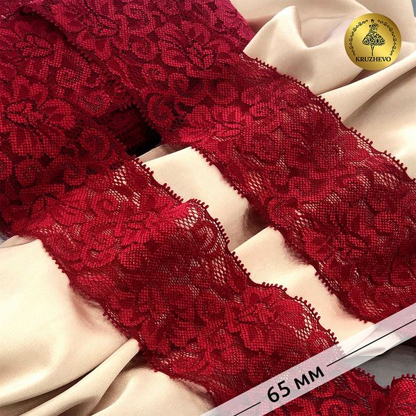 Кружево эластичное (стрейч) 65 мм / 3 метра, TBY.L840, цв.101/S059 темно-красный