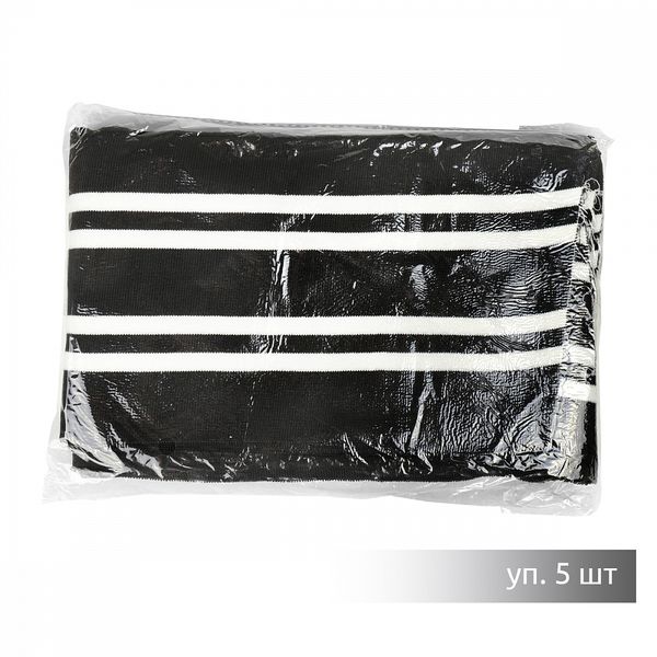 Подвяз (довяз) трикотажный 14.0х100 см, черный с белыми полосами, двухслойный, 100% п/э, 5 штук