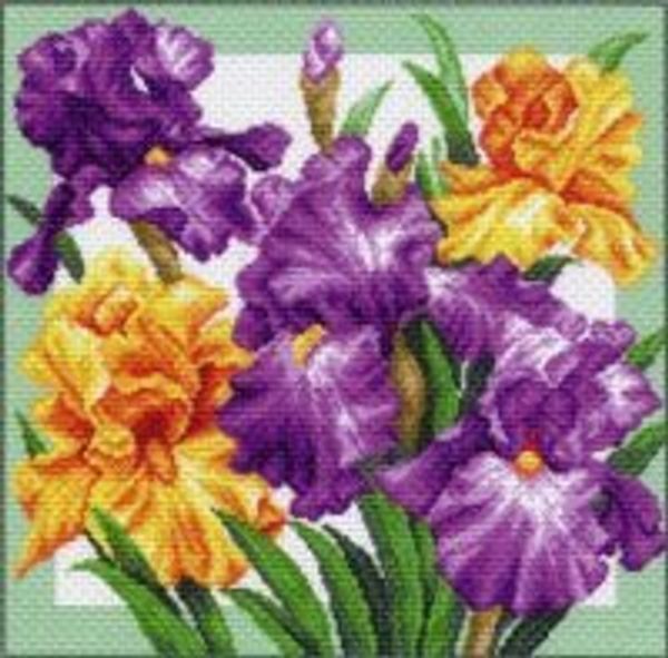 Набор для вышивания нитками Матренин Посад, Ирисы 41х41 см