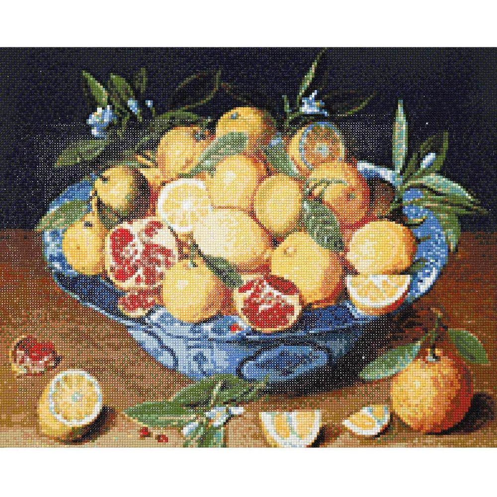Алмазная (кристальная) мозаика Cristyle, Натюрморт с лимонами, апельсинами и гранатами, 50х40
