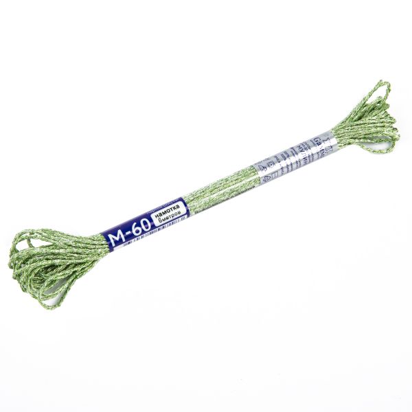 Мулине Gamma металлик NM 12 мотков по 6 метров, M-60 белый/салатовый, Gamma MOULINE