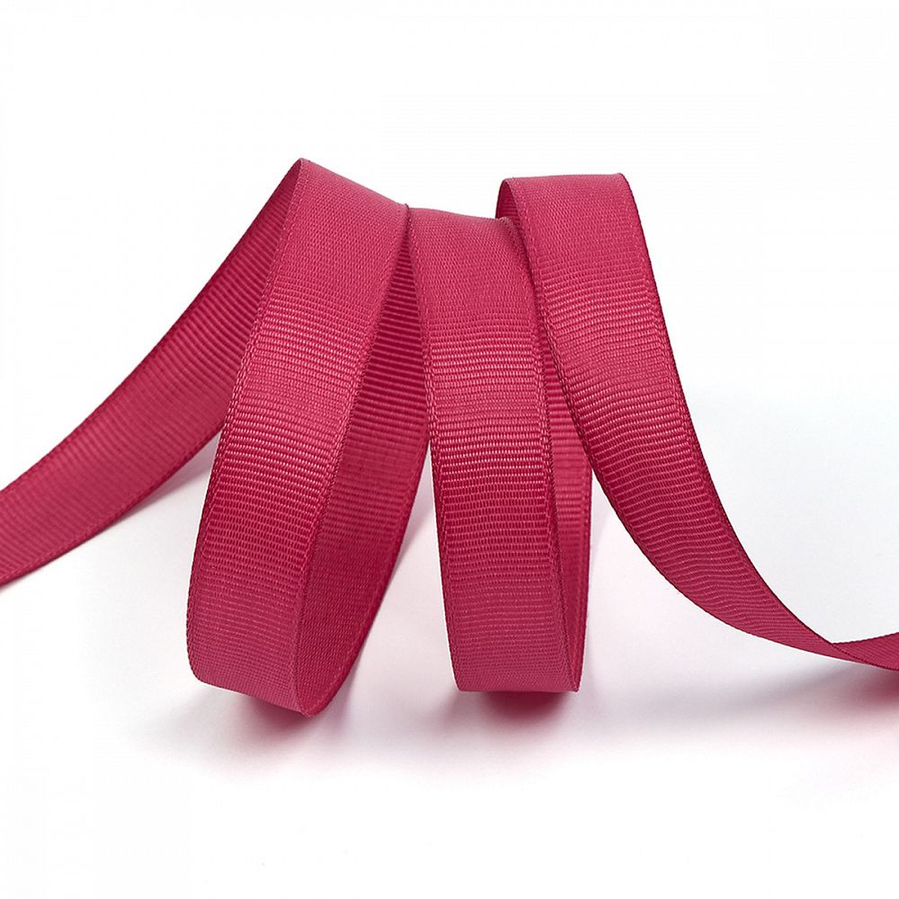 Лента репсовая (в рубчик) 15.0 мм, цв. 174 розовый рубин уп.27.4м