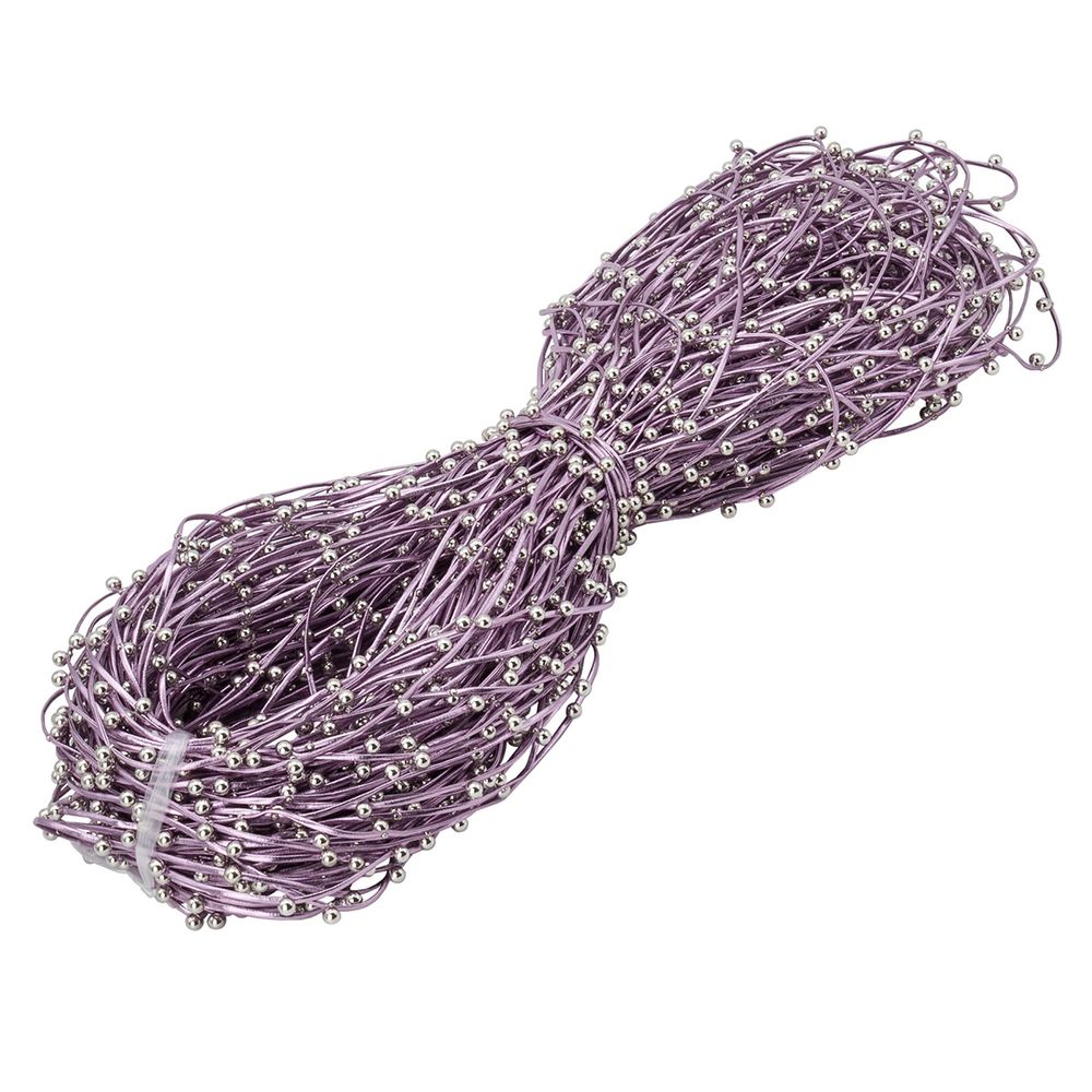 Шнур отделочный искусственная кожа с бусинами ⌀2.0 мм, / 100 метров, 03 розовый