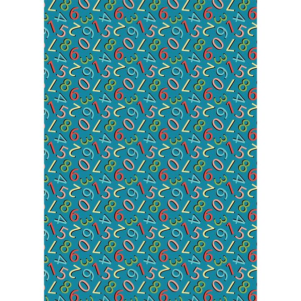 Ткань для пэчворка Peppy Грамотейка, рулон 112 см / 5 метров, ГР-08 цифры синий, Peppy