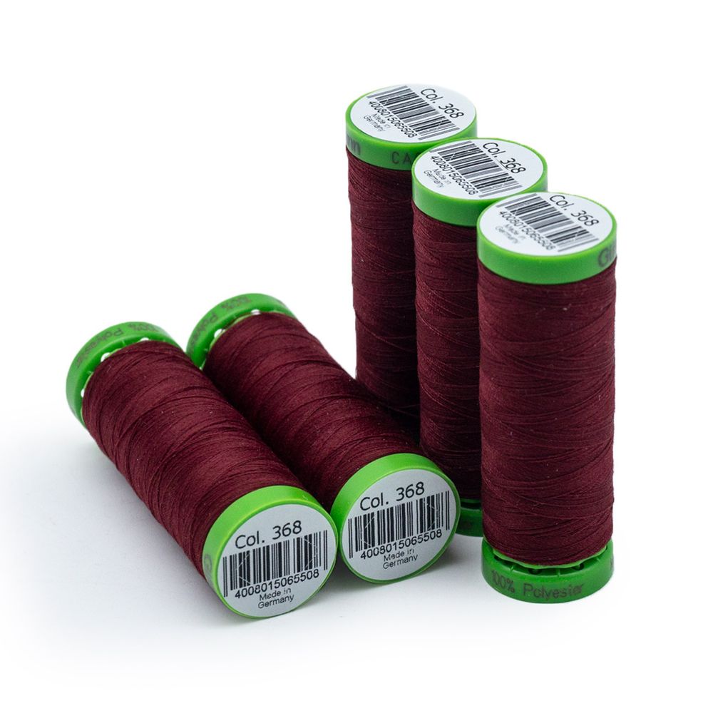 Нитки для тонких тканей Gutermann Extra Fine 150, 200м, 368 бордо, 5 катушек