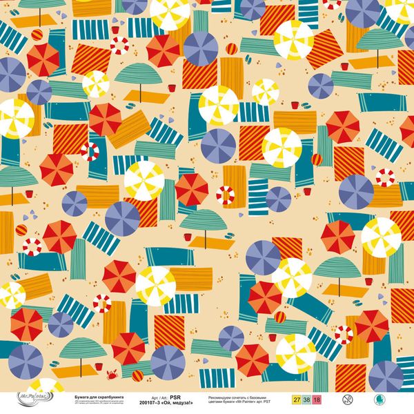 Бумага для скрапбукинга Ой, медуза! 190 г/м², 30.5х30.5 см, 10 шт, 3, Mr.Painter PSR 200107