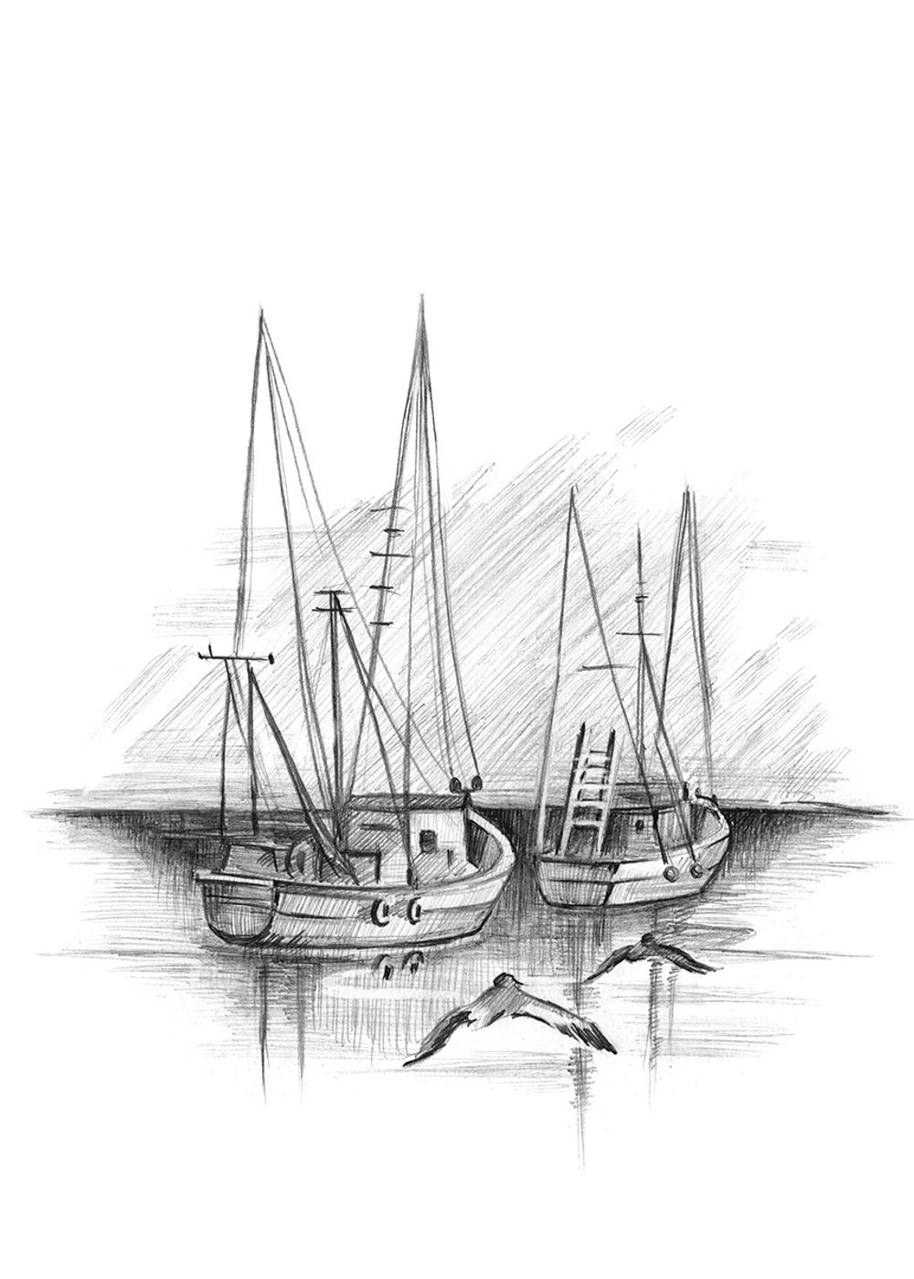 Скетч для раскрашивания чернографитными карандашами Морской залив 29.5х20.5 см, 1 л, Фрея