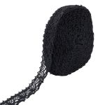 Кружево вязаное (тесьма) 35 мм / 25 метров, 90%  х/б, 10% пэф, рис.35.01.199, черный, С3749Г17