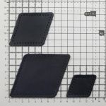 Набор заплаток пришивных из кожи, ромб 4х5,6см, 6х8,4см, 8х11,2см, с перфорацией, 3 шт (05 темно-синий), 9405