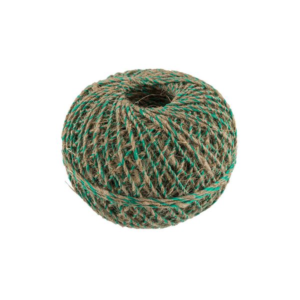 Шпагат льняной ⌀1.5 мм, 100 м, с зеленой ниткой, суровый/зеленый, Gamma ШЛЗН
