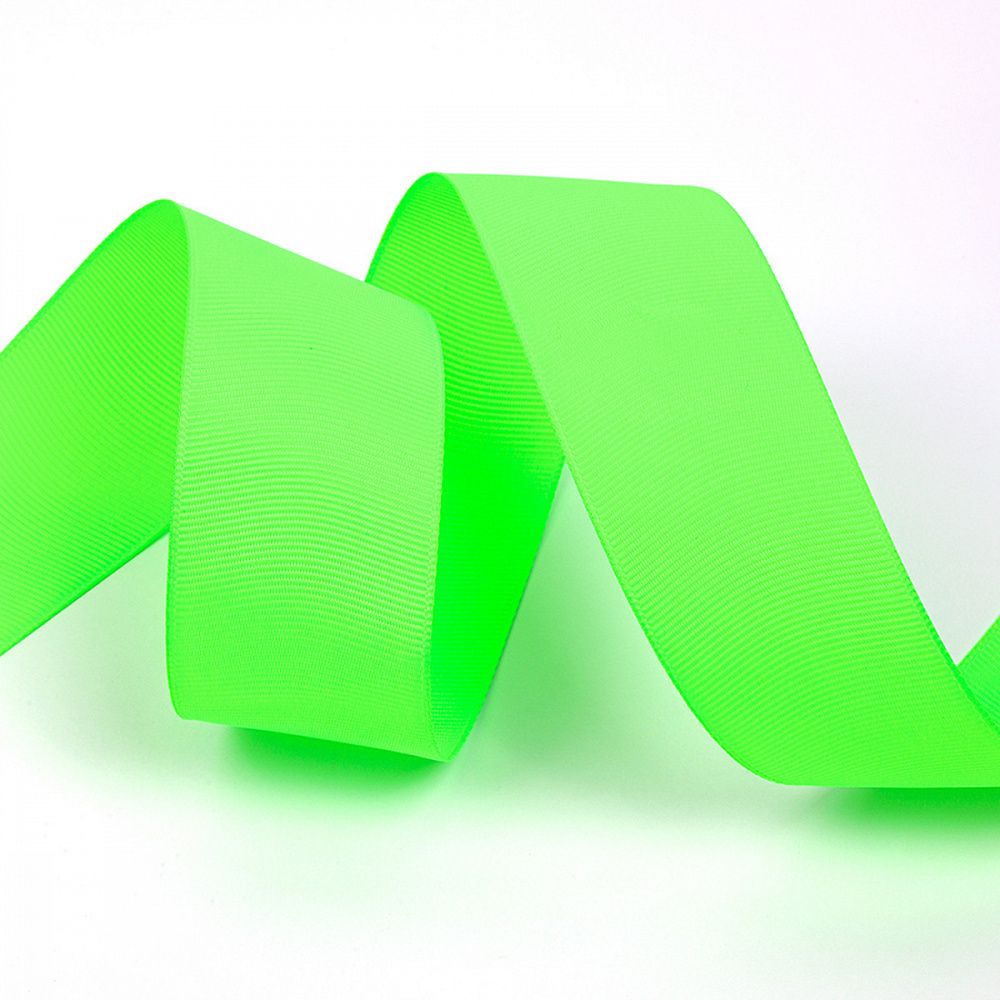 Лента репсовая (в рубчик) 38.0 мм, 544 флуор.салатовый уп.27,4м