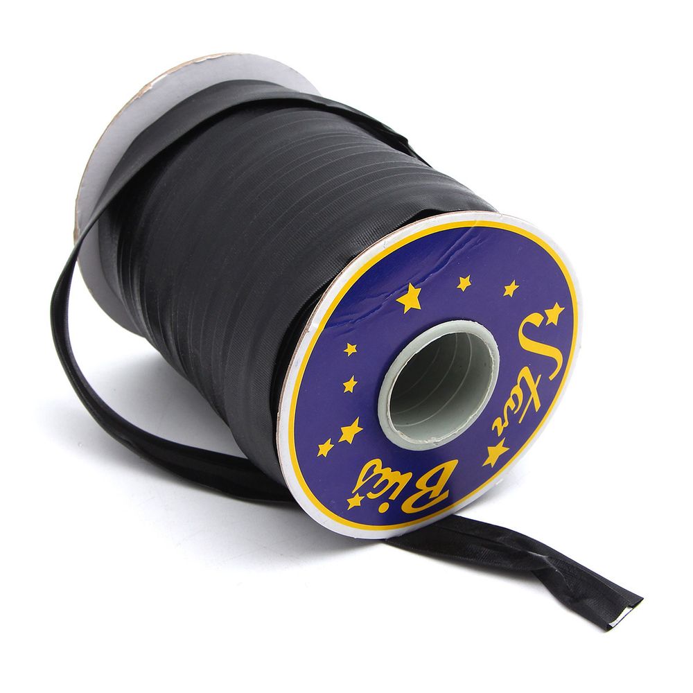 Косая бейка кожзам 20 мм / 45 метров, черный