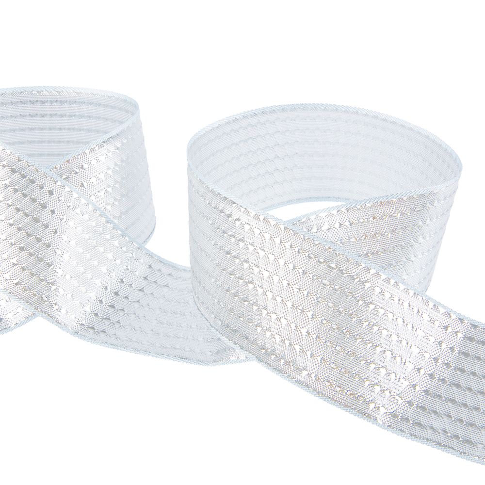 Лента металлизированная Стрела 40±2 мм / 25±0.5 метров, под серебро /silver, Blitz