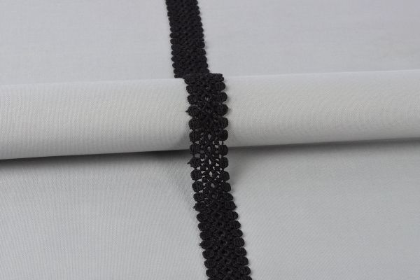 Кружево гипюр (плетёное) 24 мм / 10 м, GP002BL черный, Gamma GGM-2401