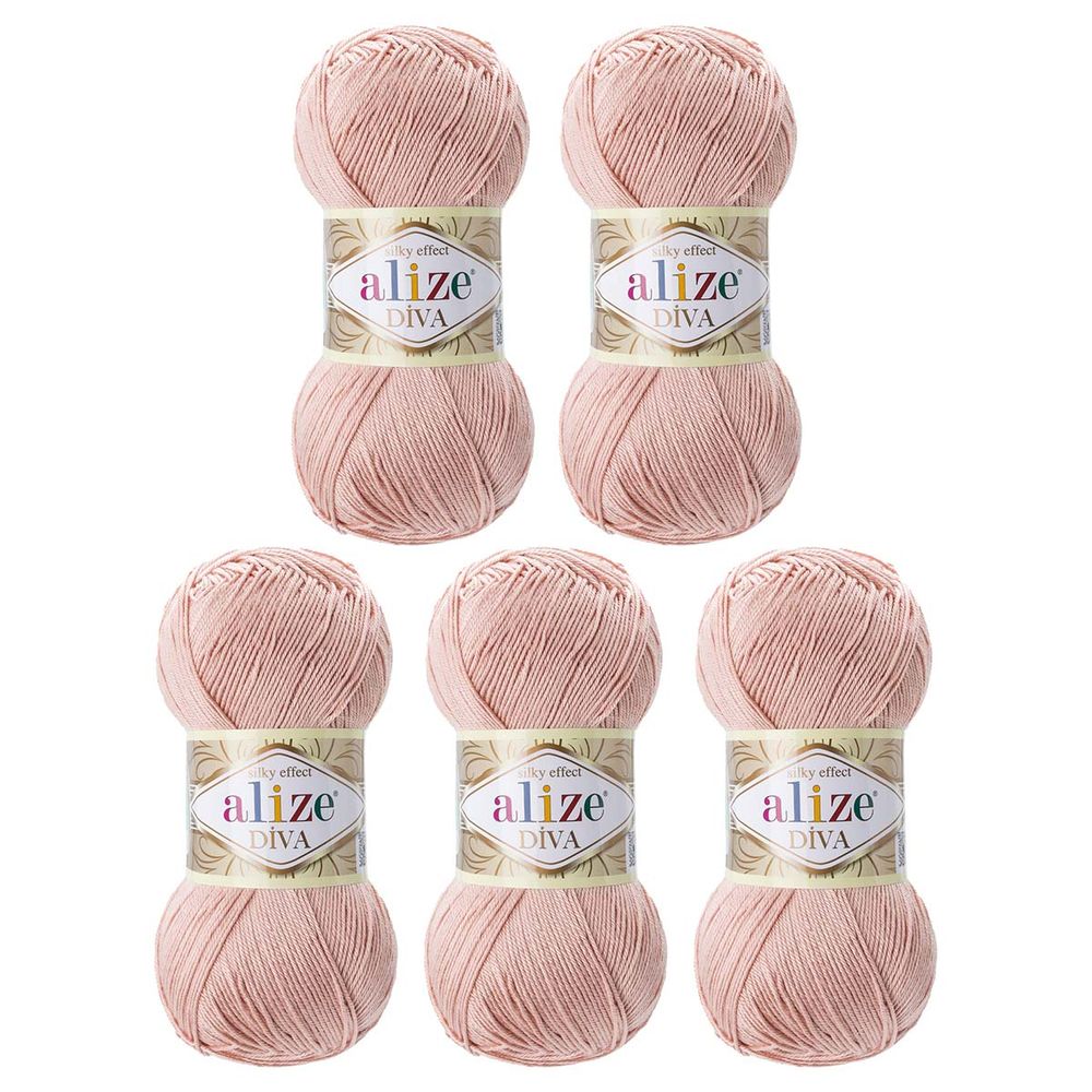 Пряжа Alize (Ализе) Diva / уп.5 мот. по 100 г, 350м, 161 нежно-розовый