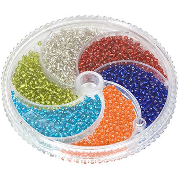 Набор бисера для рукоделия №2 ассорти прозр. с сереб. отверстием, Zlatka SBR