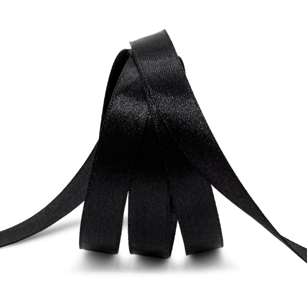 Лента атласная 1-сторонняя 12.0 мм / 22.86±1 метров, 160 черный, Globus