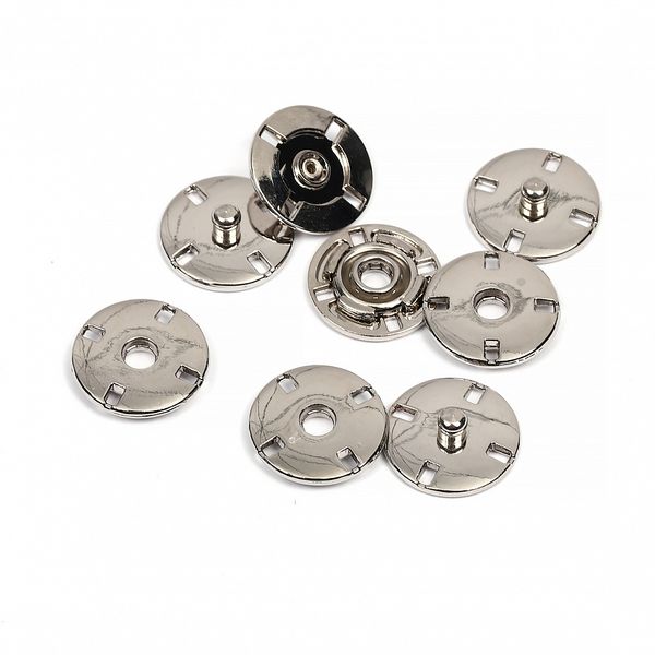 Кнопка пришивная металл ⌀15.0 мм, S0005, цв.никель, 20 шт, TBY