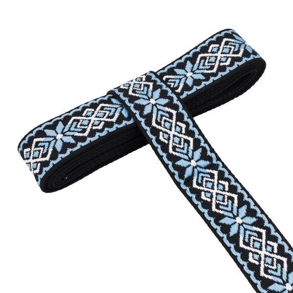 Стропа (ременная лента) 38 мм / 3 метра, [36.33 г/пог.м], с принтом 1-сторонняя, T0736 голубой/черный, 3Al359