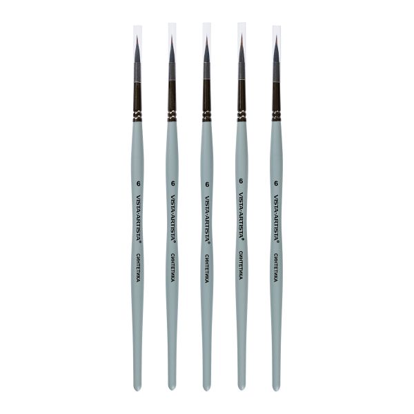 Кисть синтетика лайнер, 5 шт, короткая ручка, с резервуаром №06, 90336