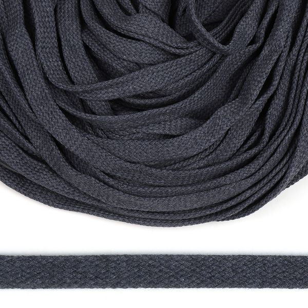 Шнур плоский плетеный х/б ⌀15.0 мм / 50 метров, турецкое плетение цв.114 джинс