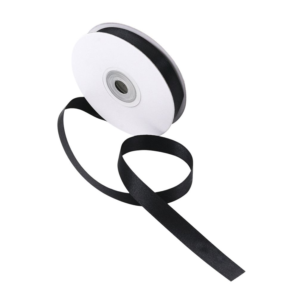 Лента атласная 2-сторонняя 12.0 мм / 22.86±1 метров, C1112 черный, 6102-0002, Globus