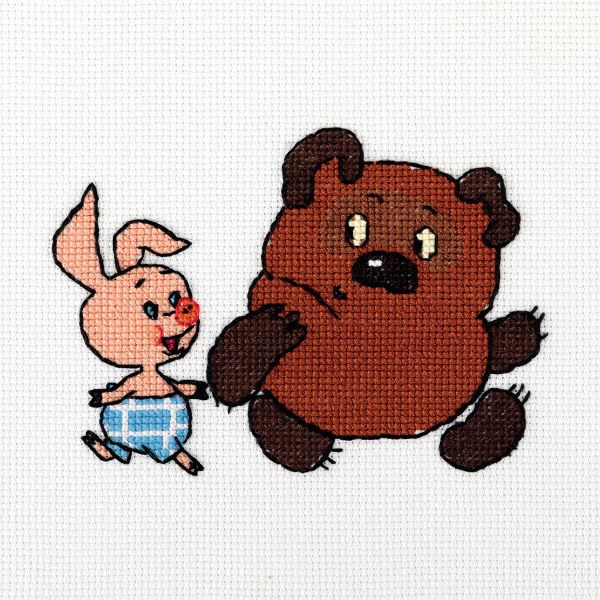 Набор для вышивания нитками Klart, Союзмультфильм. Винни Пух и Пятачок, 14.5х11.5 см