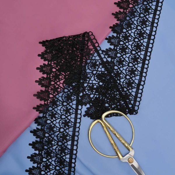 Кружево гипюр (плетёное) 90 мм / 13.7 метров, черный, 3AR1304