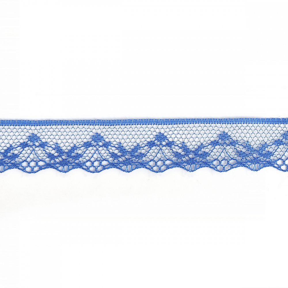 Кружево отделочное в стиле "трикотаж" 20 мм, диз. 1669 цв.11 синий, уп.27,4м