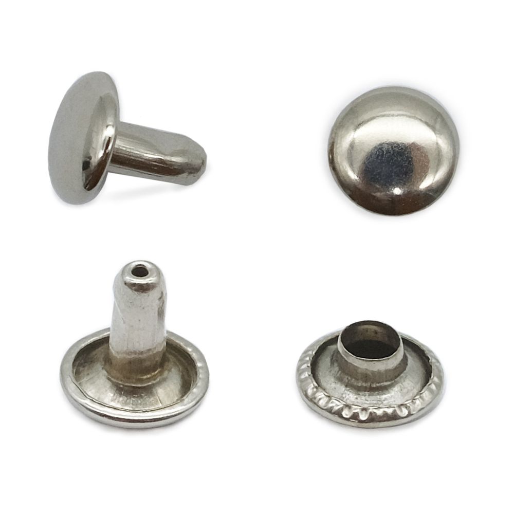 Хольнитены двухсторонние ⌀7 мм, h=6-7 мм, сталь, New Star №33, цв.никель, ≈100 шт