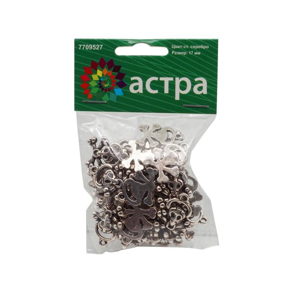 Бусины пластик под металл ⌀17 мм, 40 шт, Astra&Craft, ст.серебро