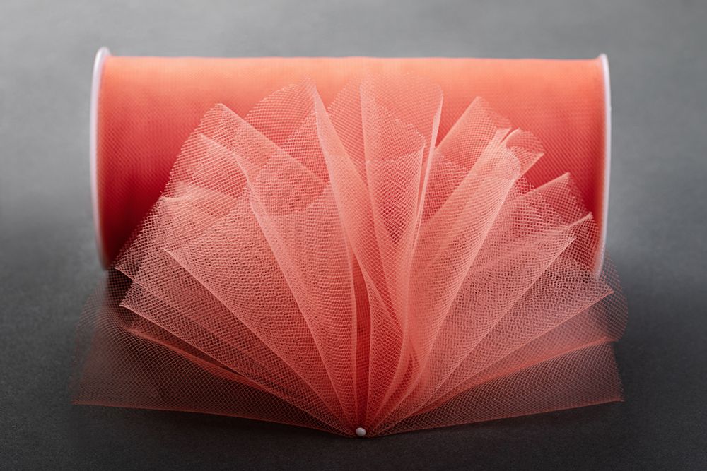 Фатин на шпульке средней жесткости, 100% нейлон, 150 мм, 04 персиковый, 22,86м, Gamma FTN/R