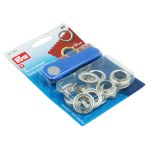 Люверсы металл ⌀14.0 мм (внутр.) с инструментом для установки, серебро, Prym, 10 шт