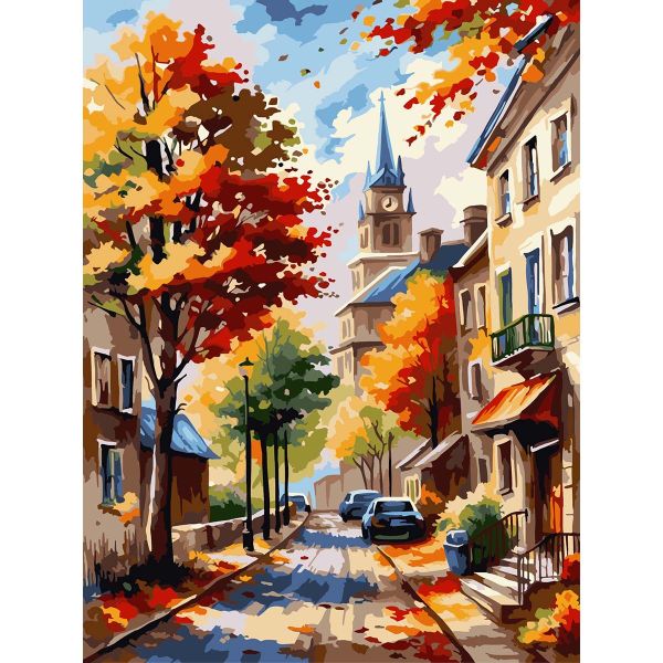 Картина по номерам Cristyle ST053, Осенний день на улицах города, 30х40 см