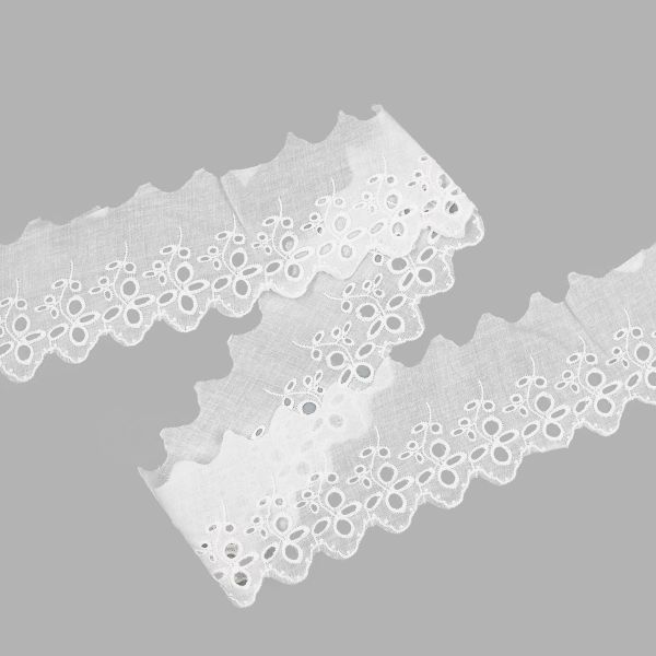Кружево шитьё х/б 73 мм / 3.4 метра, цвет неотбеленный