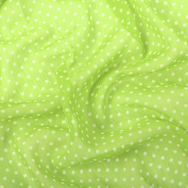 Ткань блузочная Chiffon 68 г/м², 200х147 см, 19 салатовый/ белый, Gamma PC-05