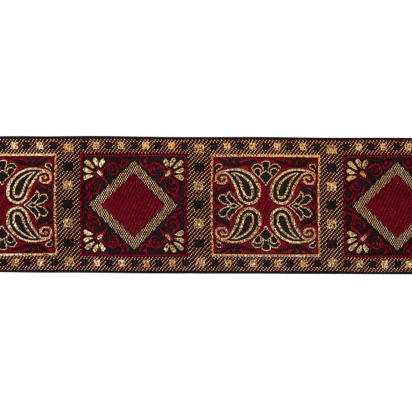 Лента (тесьма) жаккардовая 50.0 мм / 10±0.5 метров, черный/бордовый, Gamma TRJ-119(46)