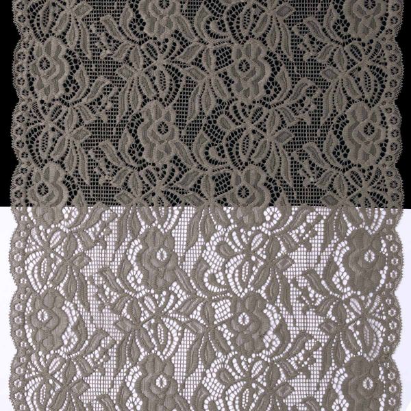 Кружево бельевое эластичное 300 мм / 13.72 м, цв. C072 шиншилла